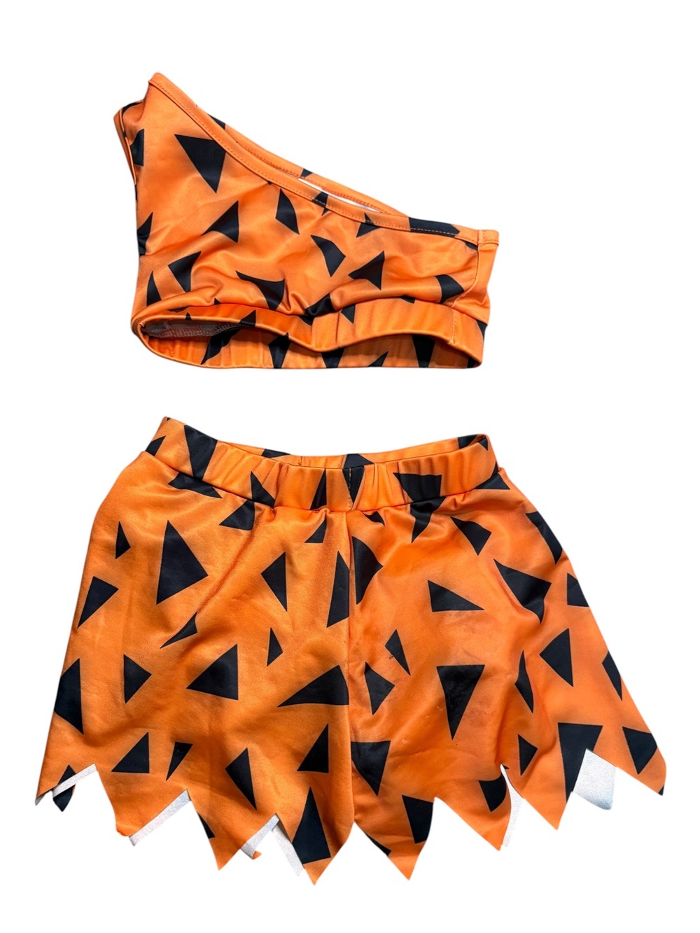 Kids Caveman Halloween Costume Orange Black 2pc Size 110 Pebbles Bam Bam Style